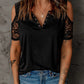 Quarter Snap Spliced Lace Cold-Shoulder Top
