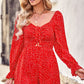 Polka Dot Ruched Smocked Flounce Sleeve Romper