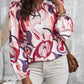 Printed Puff Sleeve Button-Up Shirt