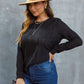 Eyelet Round Neck Long Sleeve Top