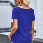 Buttoned V-Neck Short Sleeve Top