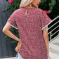 Printed Pom Pom Detail Petal Sleeve Blouse