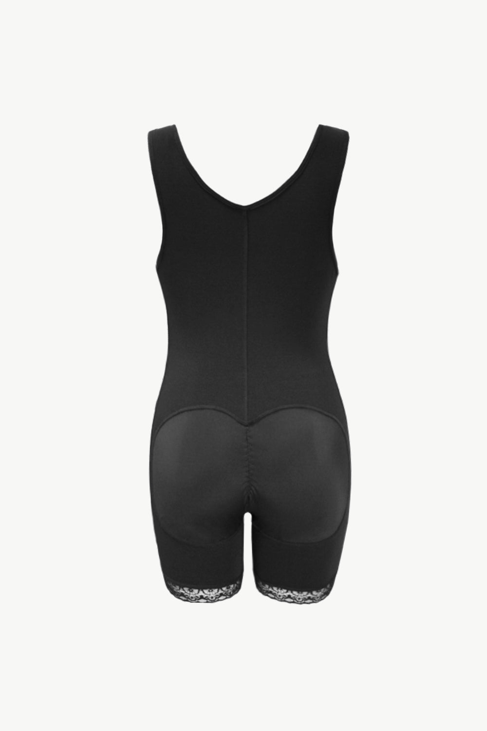 Full Size Zipper Detail Lace Trim Shapewear