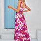 Floral Tie-Shoulder Frill Trim Smocked Dress