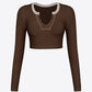 Contrast Trim Ribbed Cropped Top