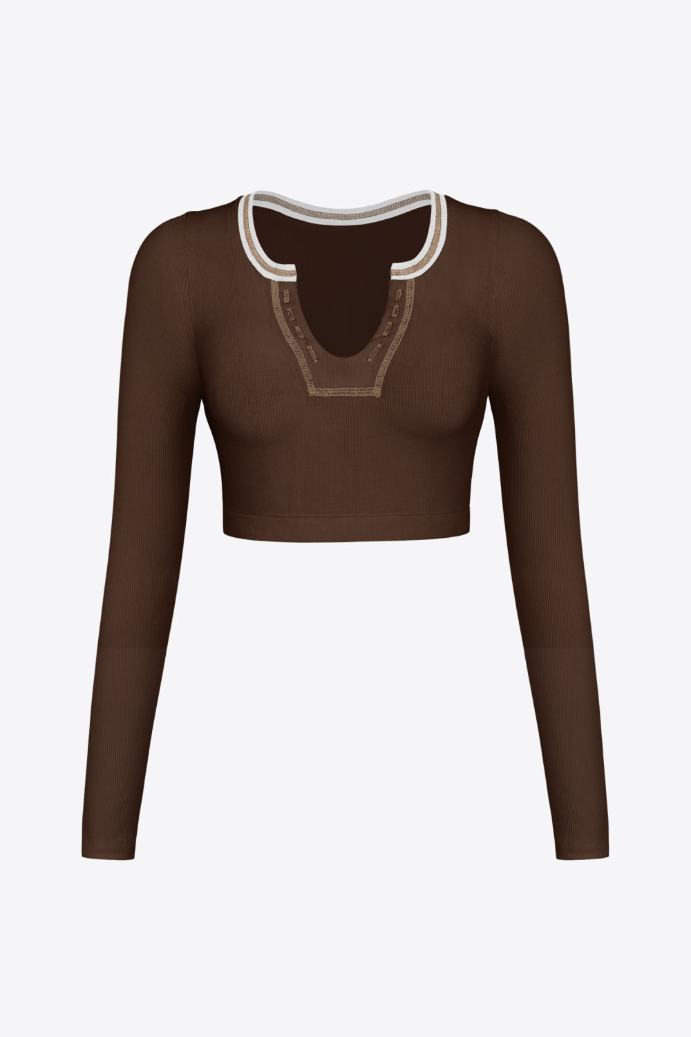 Contrast Trim Ribbed Cropped Top
