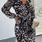 Leopard Surplice Balloon Sleeve Dress
