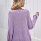 Rib-Knit Drop Shoulder V-Neck Pullover Sweater