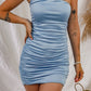 One-Shoulder Ruched Mini Dress