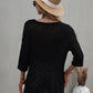 Notched Side Slit Drop Shoulder Sweater