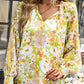 Floral Tie Neck Lantern Sleeve Blouse