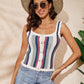 Striped Scalloped Trim Knit Tank