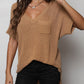 V-Neck Slit High-Low Knit Top
