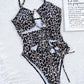 Leopard Cutout Tied One-Piece Swimsuit