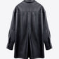 Button Front Flap Pocket Longline PU Leather Jacket