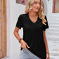 Ruched V-Neck Short Sleeve Tee
