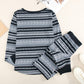 Printed Curved Hem Top and Pants Pajamas Set