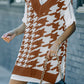 Houndstooth Side Slit Ribbed Sweater Vest Dress