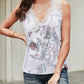 Printed Scalloped Lace Trim Tank
