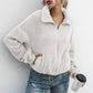 Drawstring Hem Zip Up Teddy Jacket