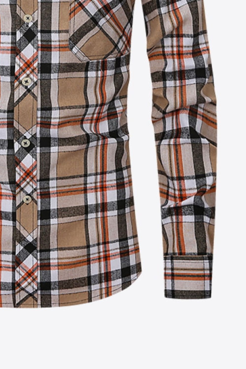 Plaid Button-Front Long Sleeve Shirt with Pockets