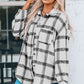 Plaid Curved Hem Dropped Shoulder Longline Shirt Jacket