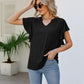 Notched Neck Flutter Sleeve Tee