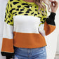 Animal Print Color Block Sweater