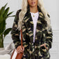 Printed Button Detail Teddy Jacket with Pockets