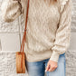Ruffle Shoulder Cable-Knit Sweater