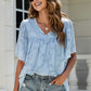 Applique Frill Trim Flutter Sleeve Blouse