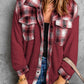 Plaid Snap Front Fleece Shacket