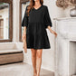 V-Neck Three-Quarter Flounce Sleeve Tiered Dress