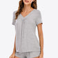 Gathered Detail V-Neck Top and Shorts Lounge Set