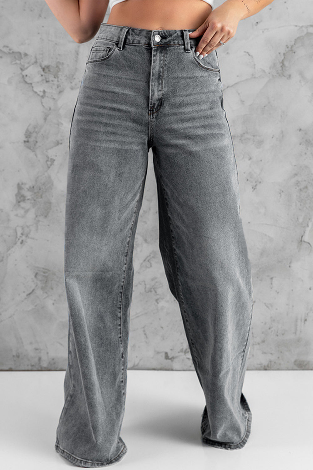 Vintage Wash Wide Leg Jeans