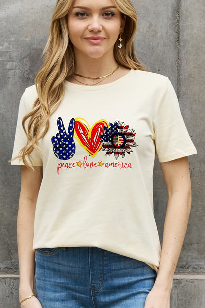 Simply Love Full Size PEACE LOVE AMERICA Graphic Cotton Tee