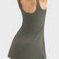 Square Neck Sports Tank Dress with Full Coverage Bottoms
