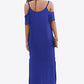 Cold-Shoulder Split Maxi Dress with Pockets