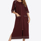 Zip Up Slit Night Dress with Pockets