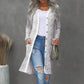 Striped Leopard Patchwork Duster Cardigan with Pockets