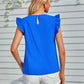 Ruffled Flutter Sleeve Lace Yoke Blouse