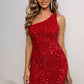 Sequin One-Shoulder Sleeveless Dress