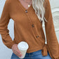 Rib-Knit Asymmetrical Button Blouse