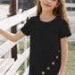 Girls Buttoned Tulip Hem T-Shirt