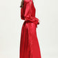 Spliced Lace Tie Waist Satin Robe