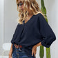 V-Neck Roll-Tab Sleeve Blouse