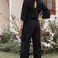 Belted Three-Quarter Sleeve Jumpsuit
