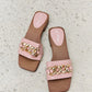 Forever Link Square Toe Chain Detail Clog Sandal in Blush