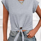 Tied Round Neck Crop Tee