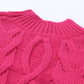 Mixed Knit Fringe Hem Mock Neck Sweater